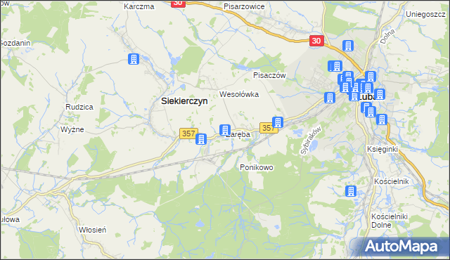 mapa Zaręba gmina Siekierczyn, Zaręba gmina Siekierczyn na mapie Targeo