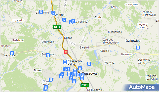 mapa Zarębki gmina Kolbuszowa, Zarębki gmina Kolbuszowa na mapie Targeo