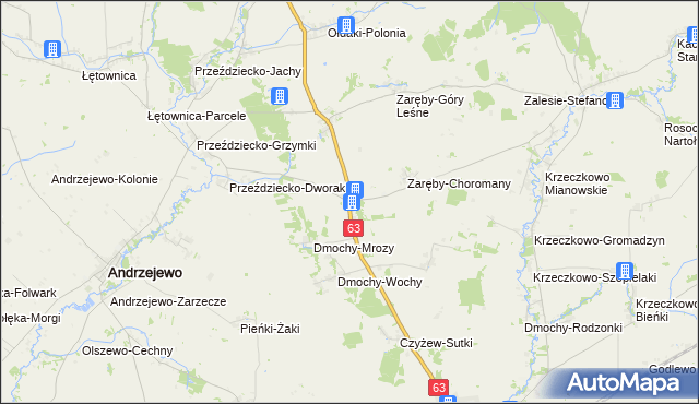 mapa Zaręby-Bolędy, Zaręby-Bolędy na mapie Targeo