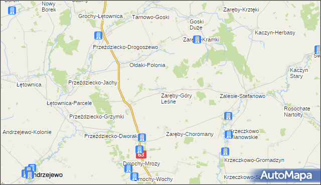 mapa Zaręby-Góry Leśne, Zaręby-Góry Leśne na mapie Targeo