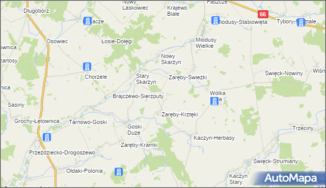 mapa Zaręby-Kromki, Zaręby-Kromki na mapie Targeo