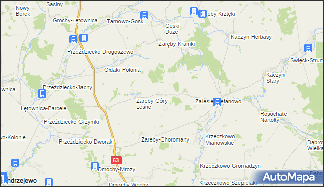 mapa Zaręby-Święchy, Zaręby-Święchy na mapie Targeo