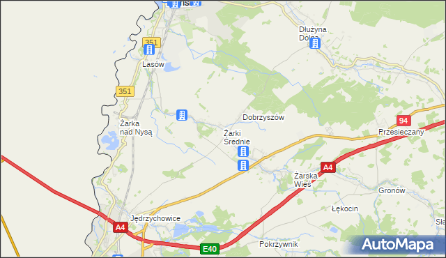 mapa Żarki Średnie, Żarki Średnie na mapie Targeo