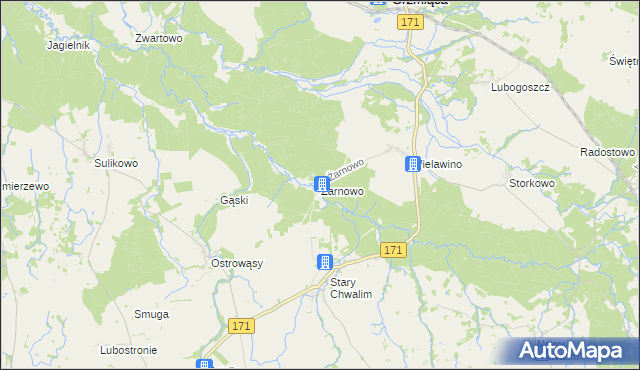 mapa Żarnowo gmina Grzmiąca, Żarnowo gmina Grzmiąca na mapie Targeo