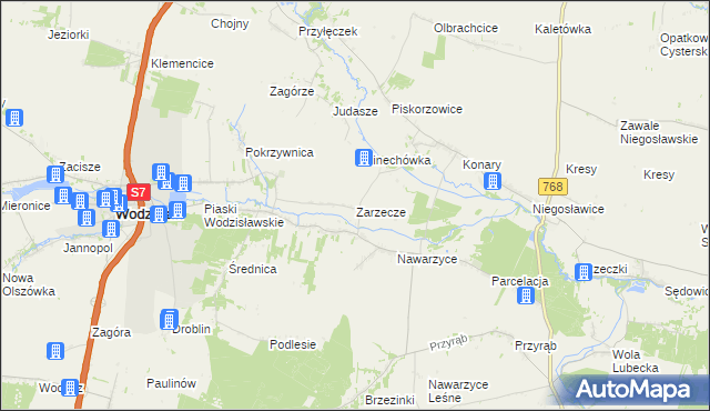 mapa Zarzecze gmina Wodzisław, Zarzecze gmina Wodzisław na mapie Targeo