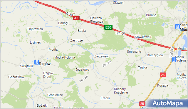 mapa Zarzewek, Zarzewek na mapie Targeo