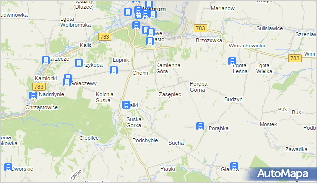 mapa Zasępiec, Zasępiec na mapie Targeo