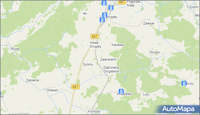 mapa Zaskwierki, Zaskwierki na mapie Targeo