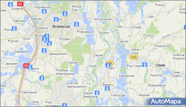 mapa Zasole, Zasole na mapie Targeo