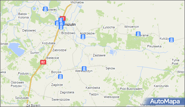 mapa Zastawie gmina Urszulin, Zastawie gmina Urszulin na mapie Targeo