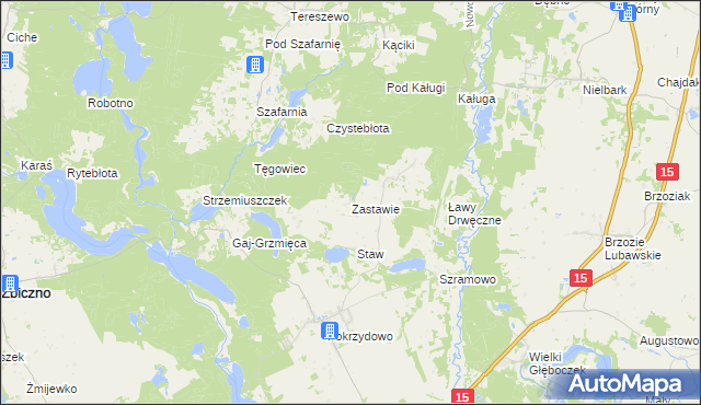 mapa Zastawie gmina Zbiczno, Zastawie gmina Zbiczno na mapie Targeo