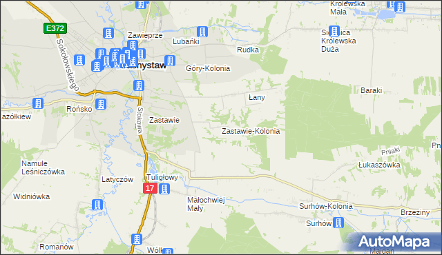 mapa Zastawie-Kolonia, Zastawie-Kolonia na mapie Targeo