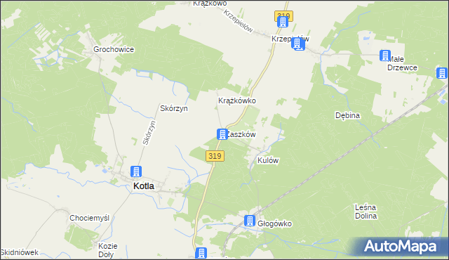 mapa Zaszków gmina Kotla, Zaszków gmina Kotla na mapie Targeo