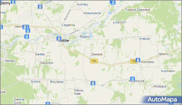 mapa Zawada gmina Mstów, Zawada gmina Mstów na mapie Targeo