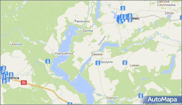 mapa Zawada gmina Przechlewo, Zawada gmina Przechlewo na mapie Targeo