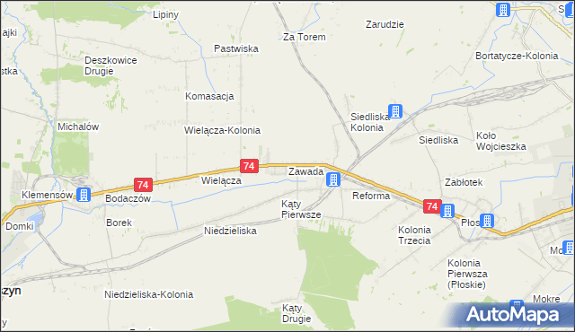 mapa Zawada gmina Zamość, Zawada gmina Zamość na mapie Targeo