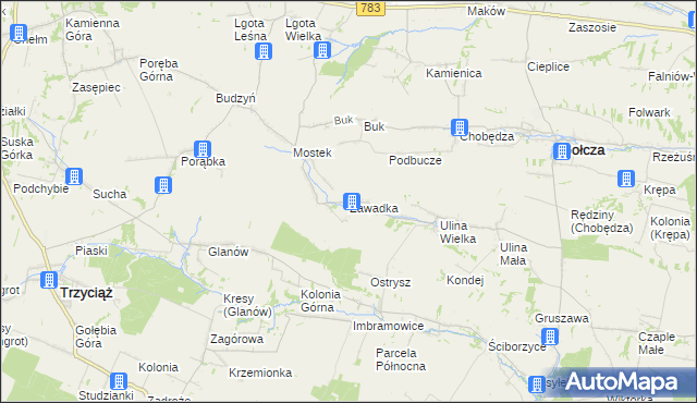 mapa Zawadka gmina Gołcza, Zawadka gmina Gołcza na mapie Targeo