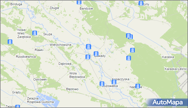 mapa Zawady gmina Baranowo, Zawady gmina Baranowo na mapie Targeo