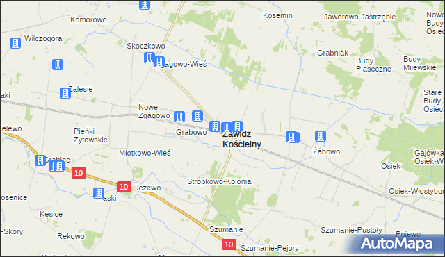 mapa Zawidz Kościelny, Zawidz Kościelny na mapie Targeo