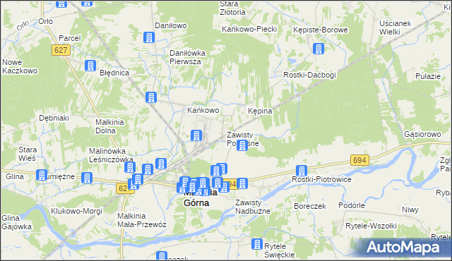 mapa Zawisty Podleśne, Zawisty Podleśne na mapie Targeo