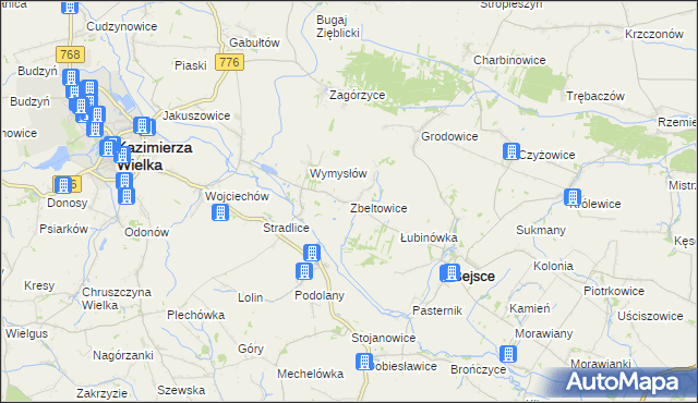 mapa Zbeltowice, Zbeltowice na mapie Targeo