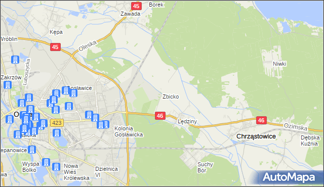 mapa Zbicko, Zbicko na mapie Targeo