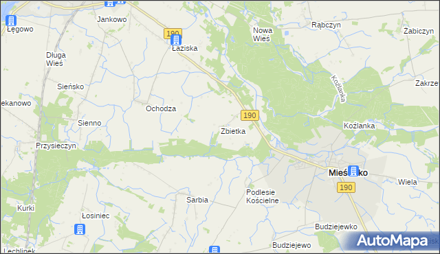 mapa Zbietka, Zbietka na mapie Targeo