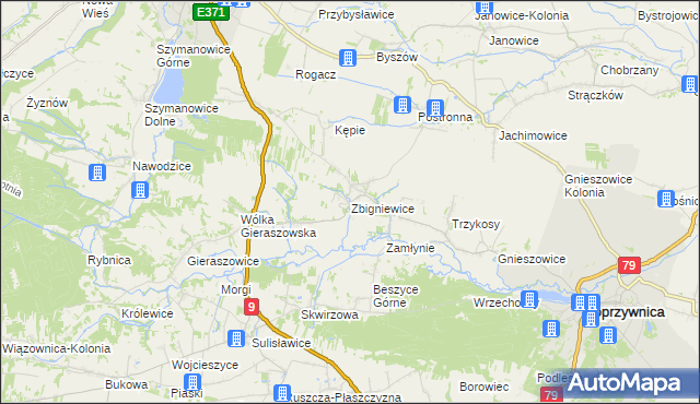 mapa Zbigniewice, Zbigniewice na mapie Targeo