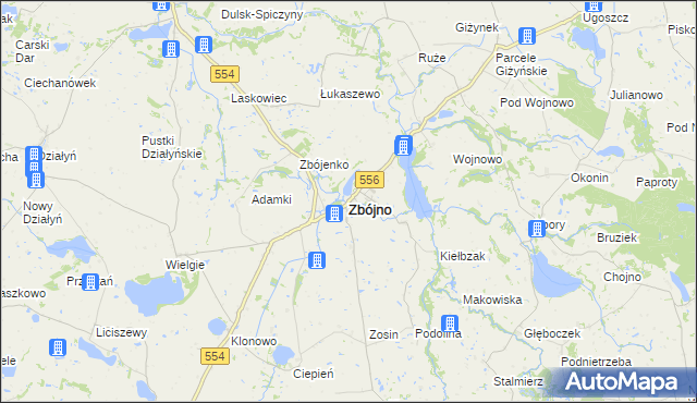 mapa Zbójno powiat golubsko-dobrzyński, Zbójno powiat golubsko-dobrzyński na mapie Targeo