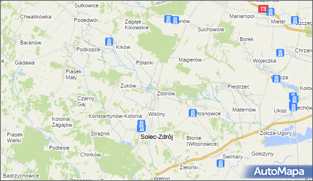 mapa Zborów gmina Solec-Zdrój, Zborów gmina Solec-Zdrój na mapie Targeo