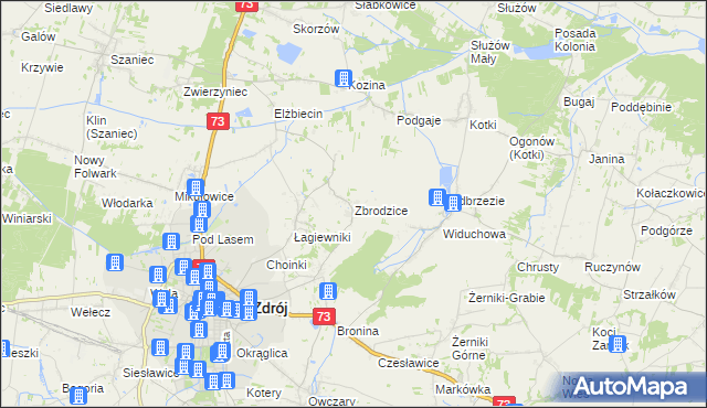 mapa Zbrodzice, Zbrodzice na mapie Targeo