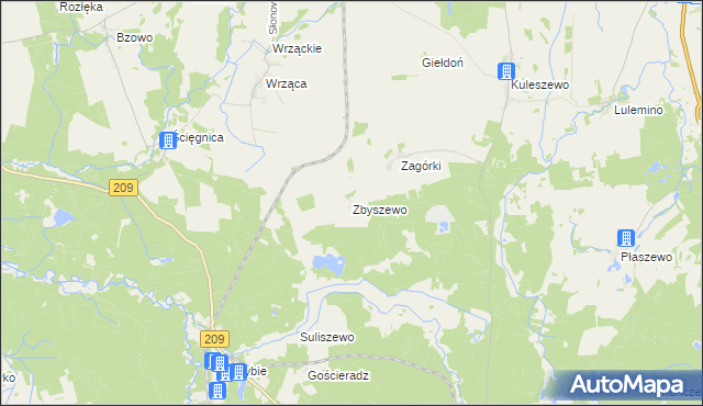 mapa Zbyszewo gmina Kobylnica, Zbyszewo gmina Kobylnica na mapie Targeo