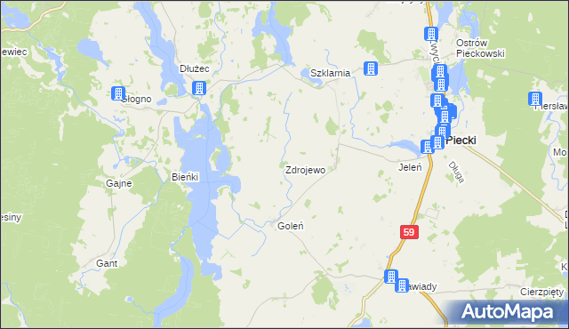 mapa Zdrojewo gmina Piecki, Zdrojewo gmina Piecki na mapie Targeo