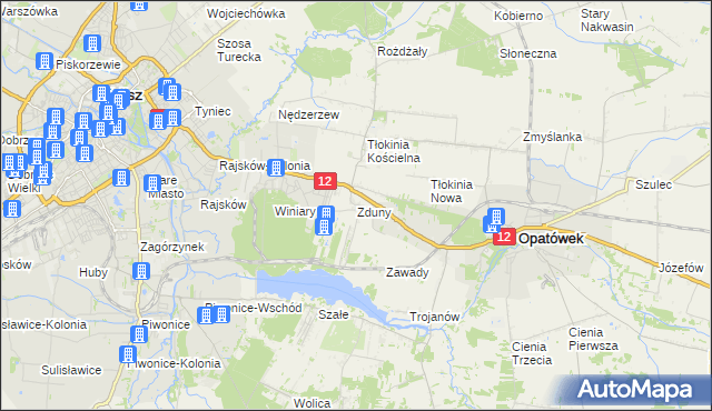 mapa Zduny gmina Opatówek, Zduny gmina Opatówek na mapie Targeo