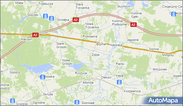 mapa Żdżar gmina Kotuń, Żdżar gmina Kotuń na mapie Targeo