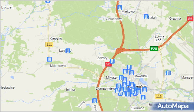 mapa Żdżary gmina Goleniów, Żdżary gmina Goleniów na mapie Targeo