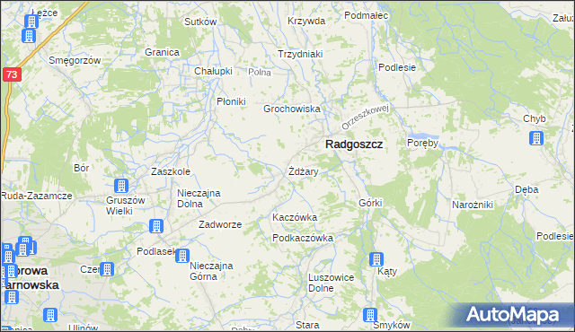 mapa Żdżary gmina Radgoszcz, Żdżary gmina Radgoszcz na mapie Targeo