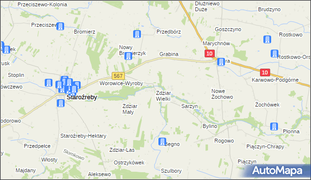 mapa Zdziar Wielki, Zdziar Wielki na mapie Targeo