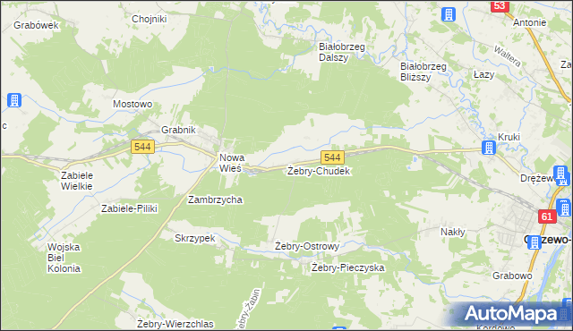 mapa Żebry-Chudek, Żebry-Chudek na mapie Targeo