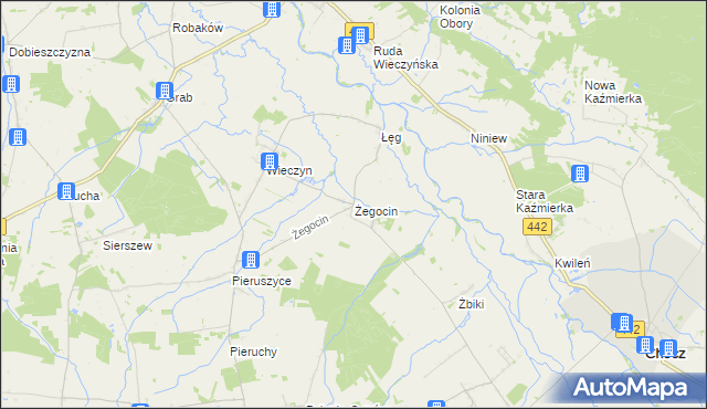 mapa Żegocin gmina Czermin, Żegocin gmina Czermin na mapie Targeo