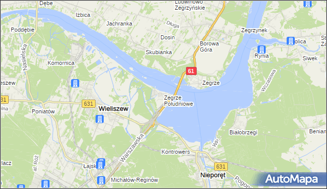 mapa Zegrze Południowe, Zegrze Południowe na mapie Targeo