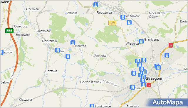 mapa Żelazów gmina Strzegom, Żelazów gmina Strzegom na mapie Targeo