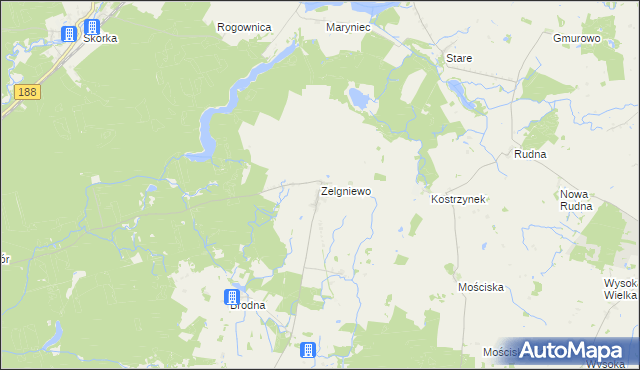 mapa Zelgniewo, Zelgniewo na mapie Targeo