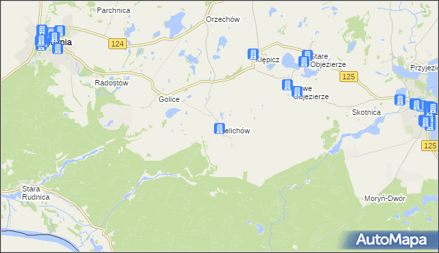 mapa Żelichów gmina Cedynia, Żelichów gmina Cedynia na mapie Targeo