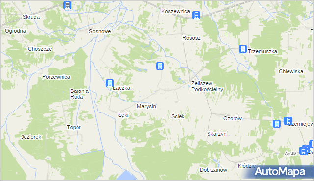 mapa Żeliszew Duży, Żeliszew Duży na mapie Targeo
