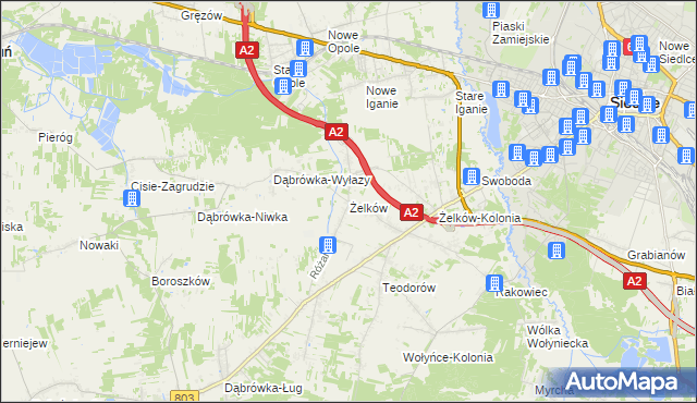 mapa Żelków, Żelków na mapie Targeo