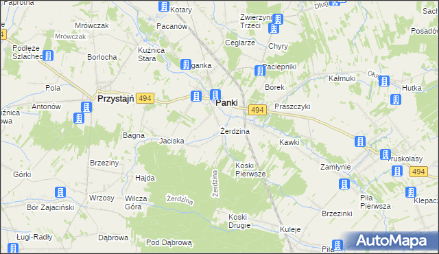 mapa Żerdzina, Żerdzina na mapie Targeo