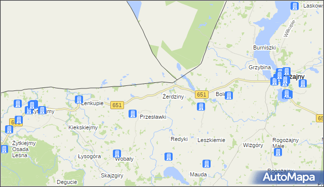 mapa Żerdziny gmina Dubeninki, Żerdziny gmina Dubeninki na mapie Targeo