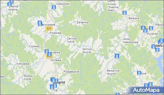 mapa Żernica Wyżna, Żernica Wyżna na mapie Targeo