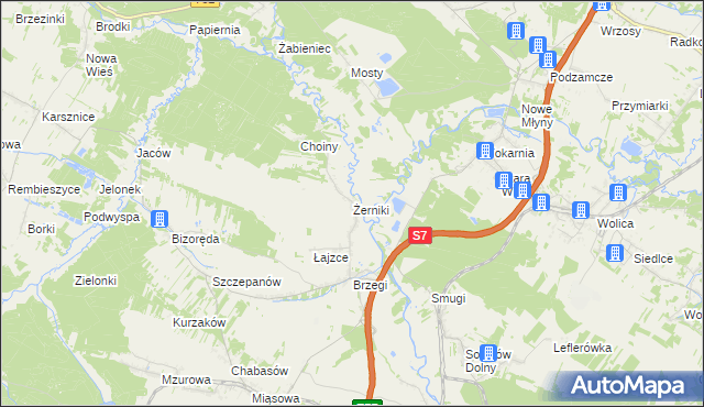 mapa Żerniki gmina Sobków, Żerniki gmina Sobków na mapie Targeo